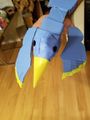 Cardboard and paper painted bird puppet